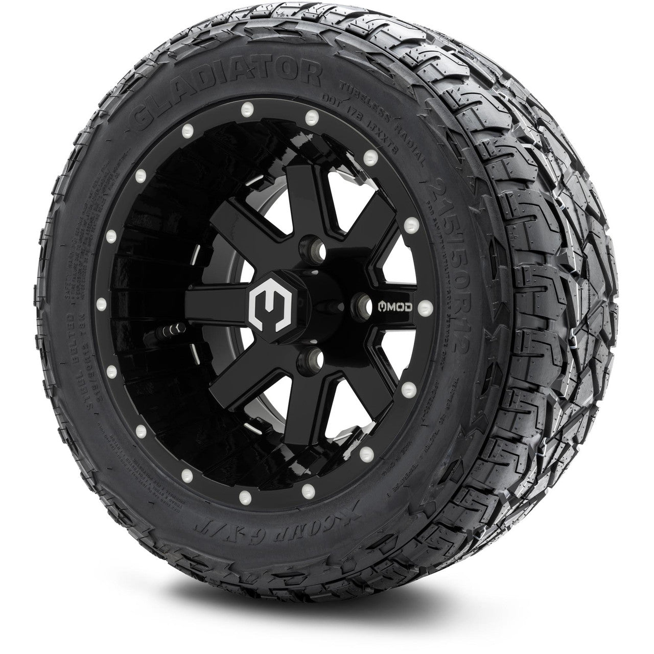 MODZ® 12" Assault Glossy Black with Ball Mill - Lifted Tires and Wheels Combo