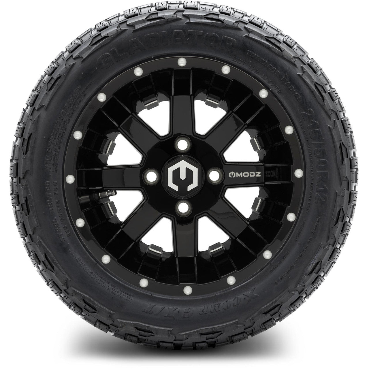 MODZ® 12" Assault Glossy Black with Ball Mill - Lifted Tires and Wheels Combo