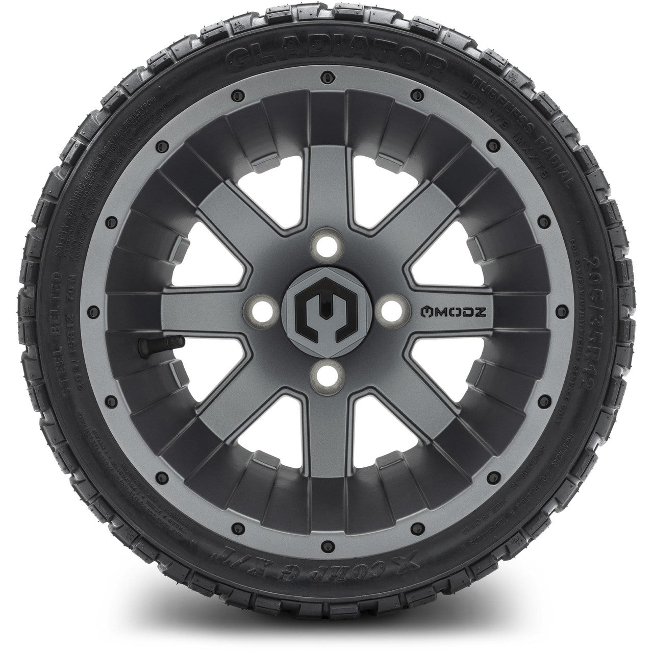 MODZ® 12" Assault Gunmetal - LowPro Street Tire and Wheels Combo