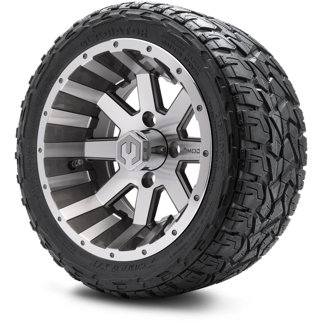 MODZ® 12" Assault Machined Gunmetal - LowPro Tires and Wheels Combo