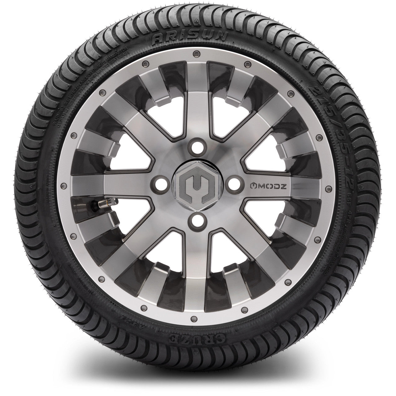 MODZ® 12" Assault Machined Gunmetal - LowPro Tires and Wheels Combo