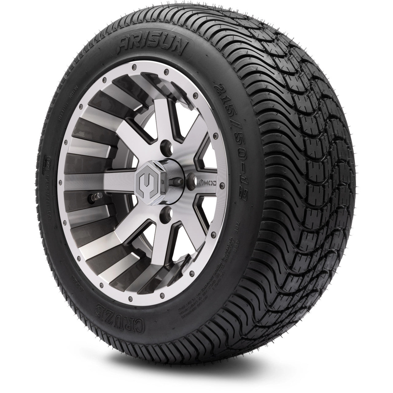 MODZ® 12" Assault Machined Gunmetal - LowPro Tires and Wheels Combo