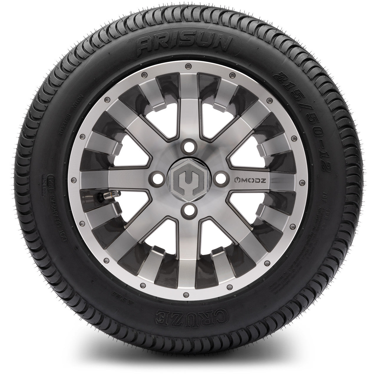MODZ® 12" Assault Machined Gunmetal - LowPro Tires and Wheels Combo