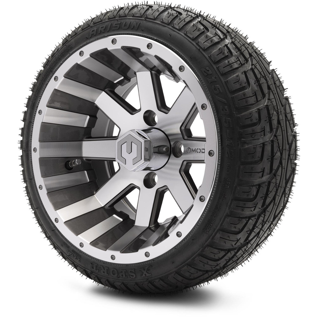 MODZ® 12" Assault Machined Gunmetal - LowPro Tires and Wheels Combo