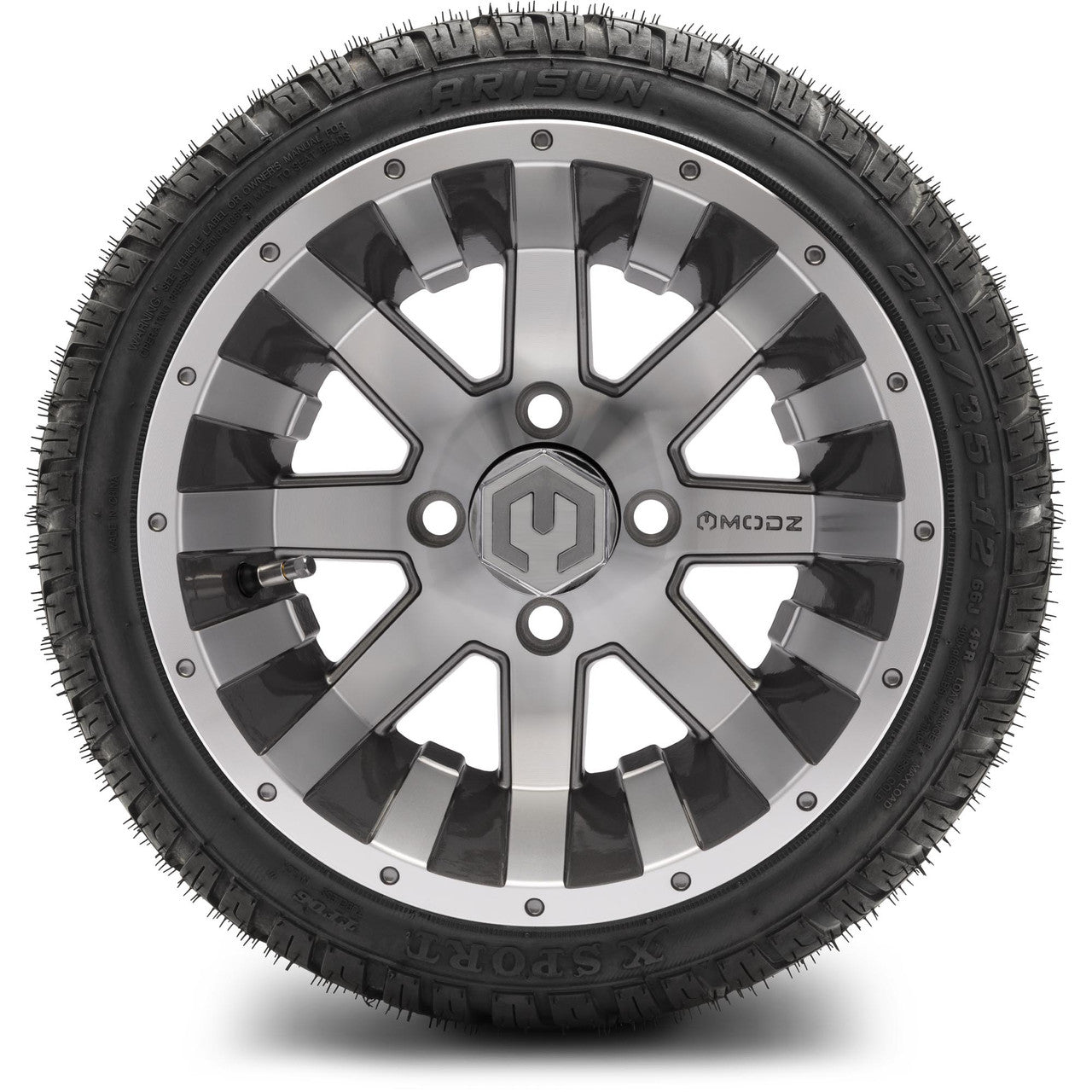 MODZ® 12" Assault Machined Gunmetal - LowPro Tires and Wheels Combo