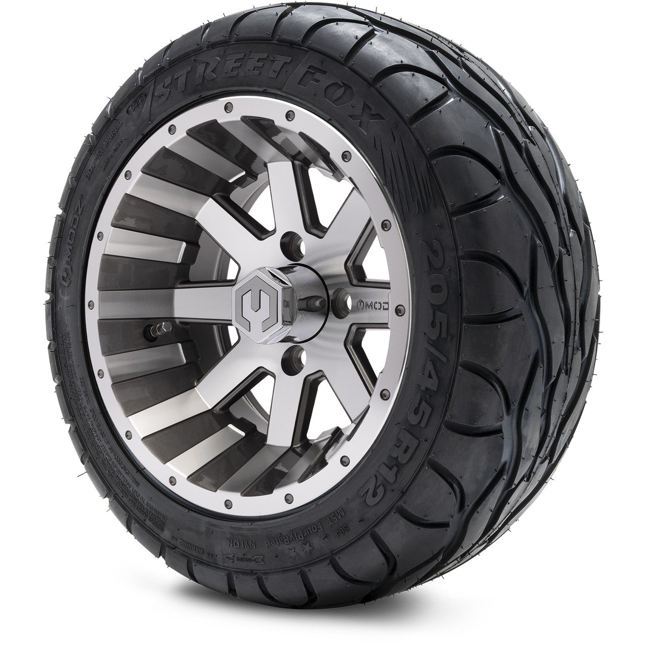 MODZ® 12" Assault Machined Gunmetal - LowPro Tires and Wheels Combo
