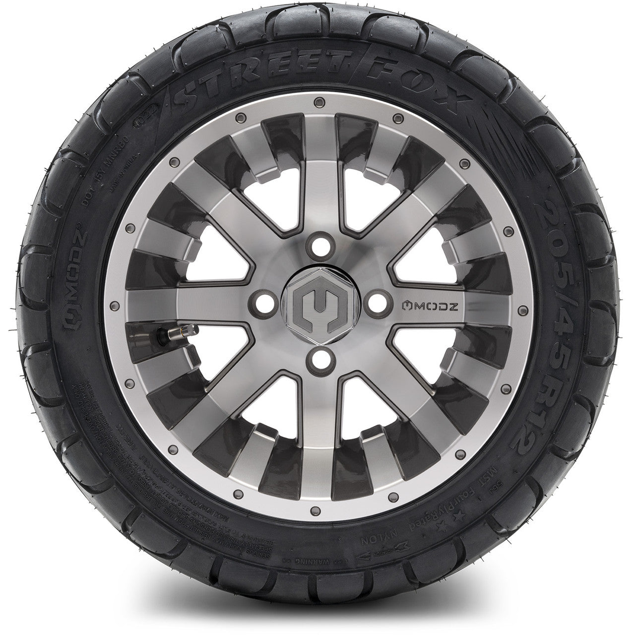 MODZ® 12" Assault Machined Gunmetal - LowPro Tires and Wheels Combo