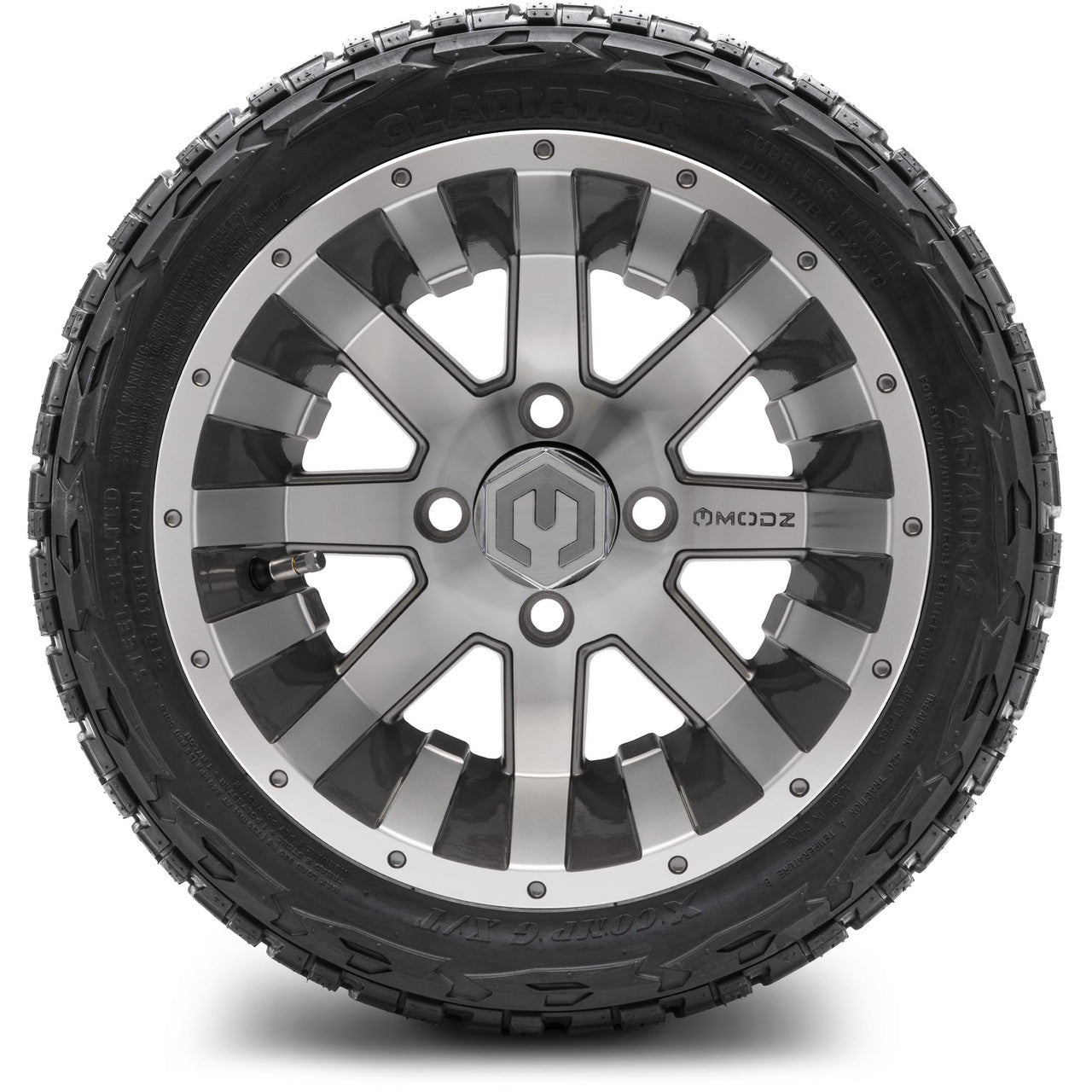 MODZ® 12" Assault Machined Gunmetal - LowPro Tires and Wheels Combo
