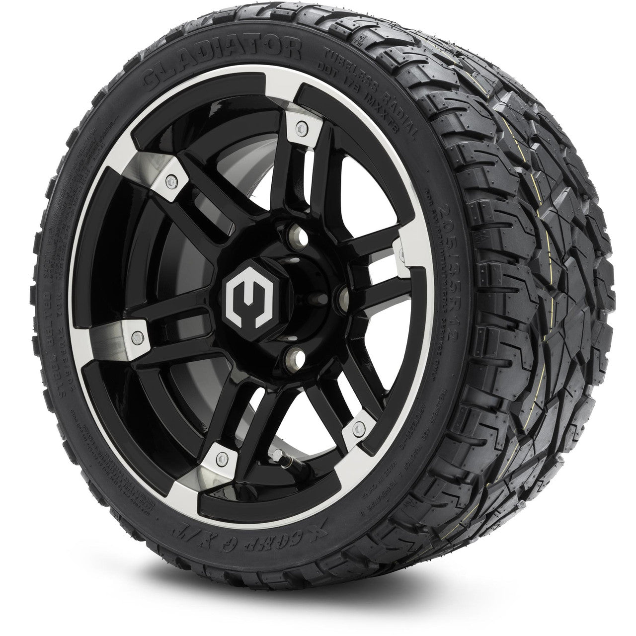 MODZ® 12" Aftershock Machined Black - LowPro Tires and Wheels Combo