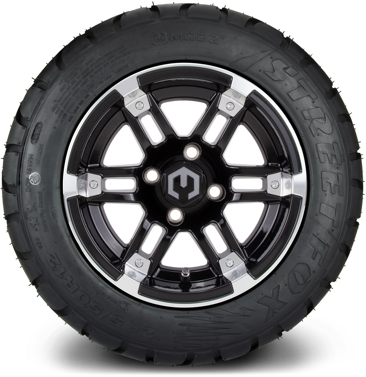 MODZ® 12" Aftershock Machined Black - LowPro Tires and Wheels Combo