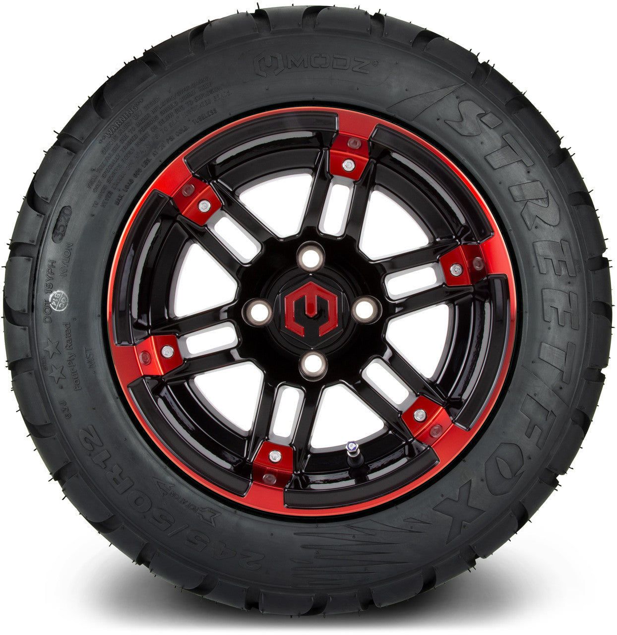 MODZ® 12" Aftershock Red and Black - LowPro Tires and Wheels Combo