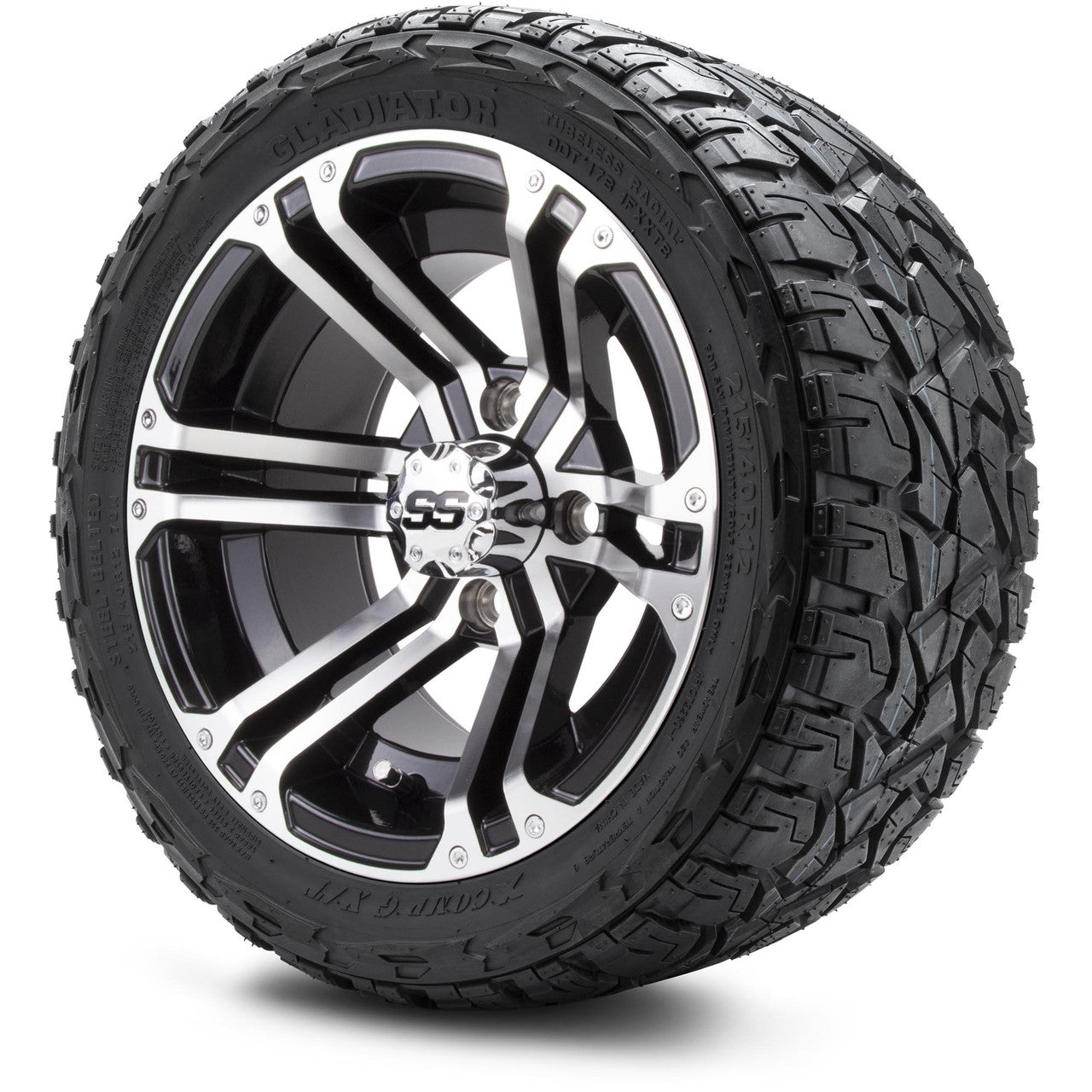 MODZ® 12" Enforcer Machined Black - LowPro Tires and Wheels Combo