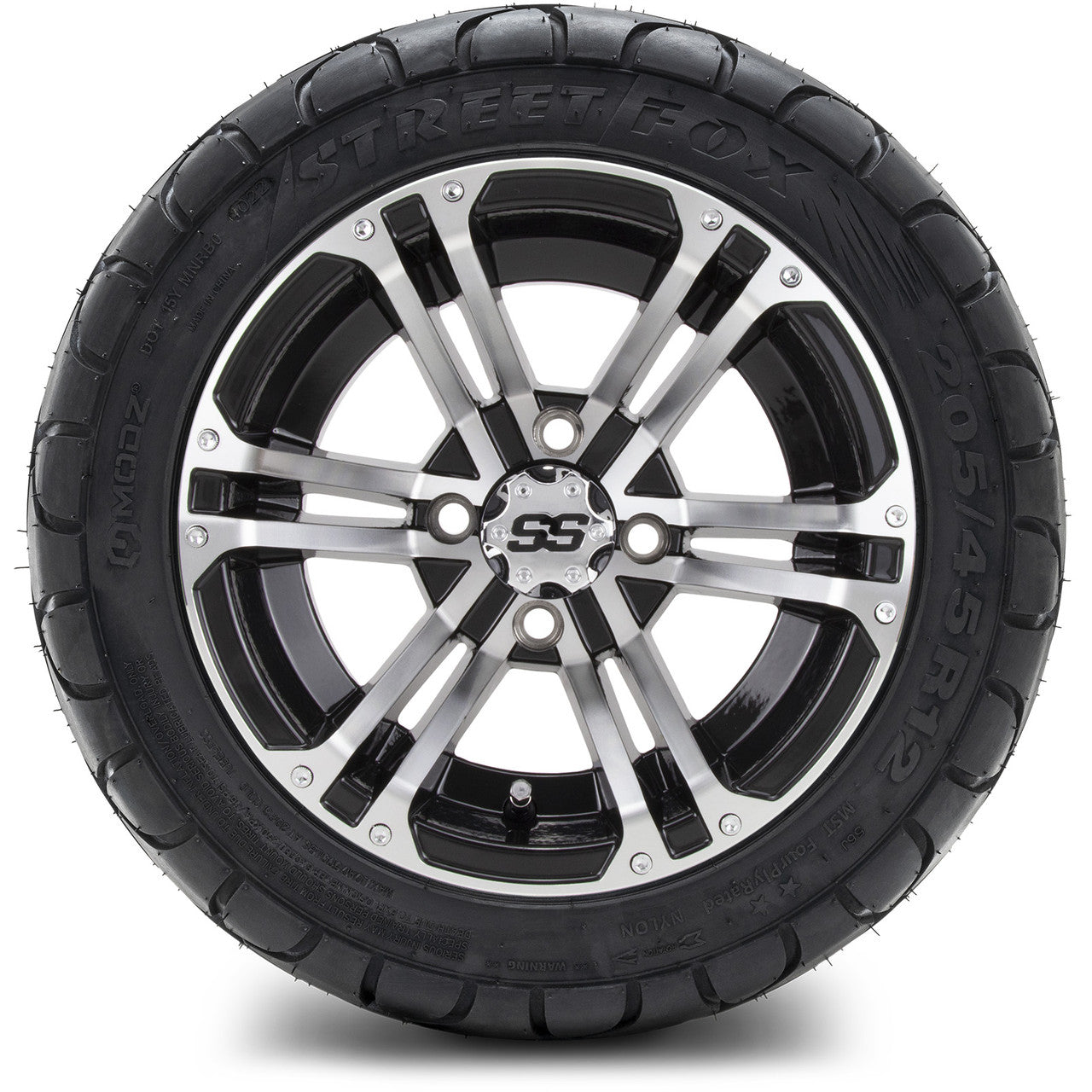 MODZ® 12" Enforcer Machined Black - LowPro Tires and Wheels Combo