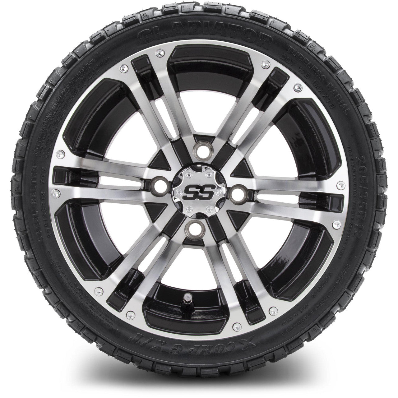 MODZ® 12" Enforcer Machined Black - LowPro Tires and Wheels Combo