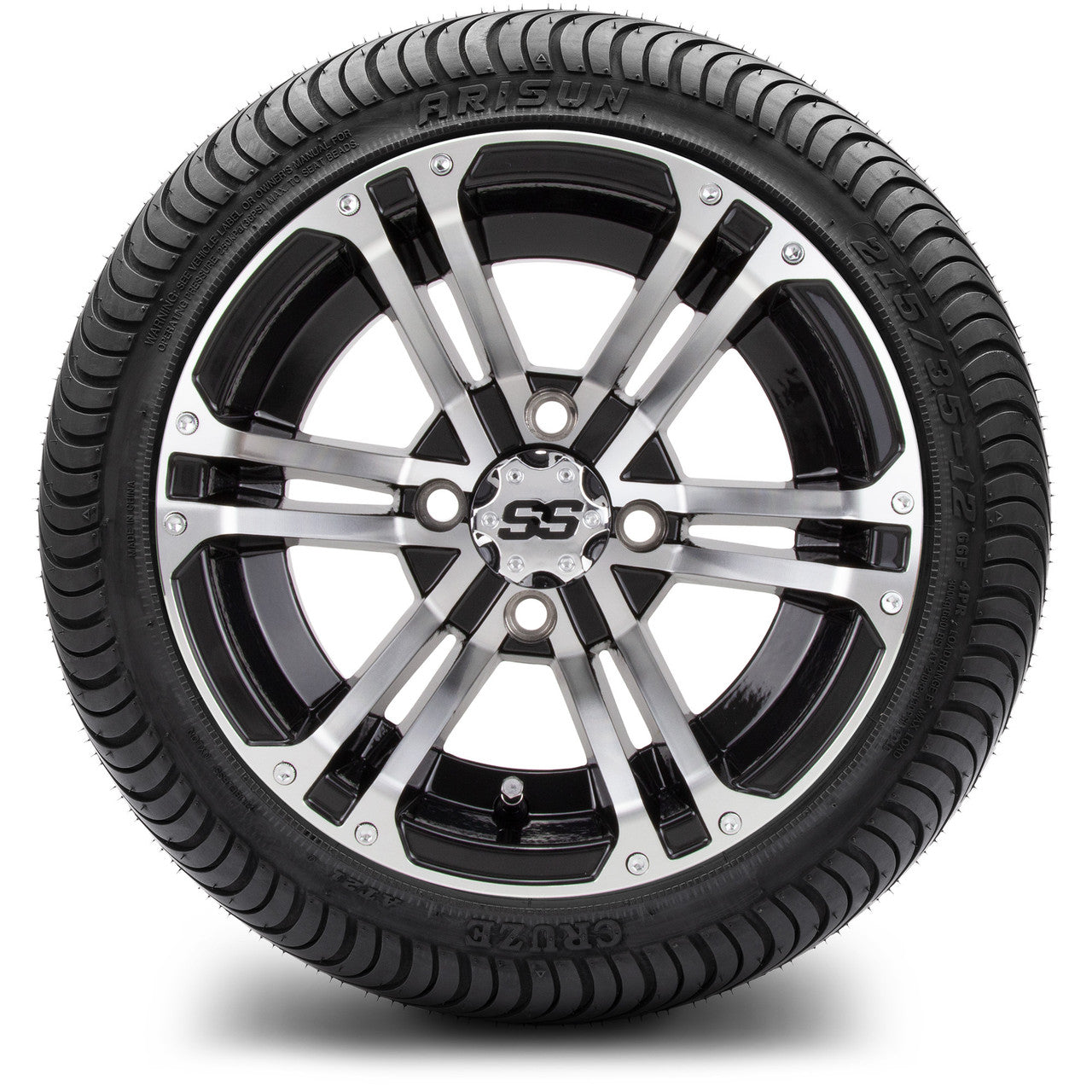 MODZ® 12" Enforcer Machined Black - LowPro Tires and Wheels Combo