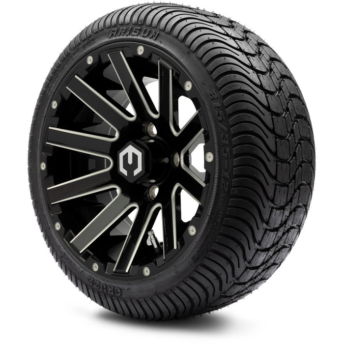 MODZ® 12" Mauler Glossy Black Ball Mill - LowPro Tires and Wheels Combo