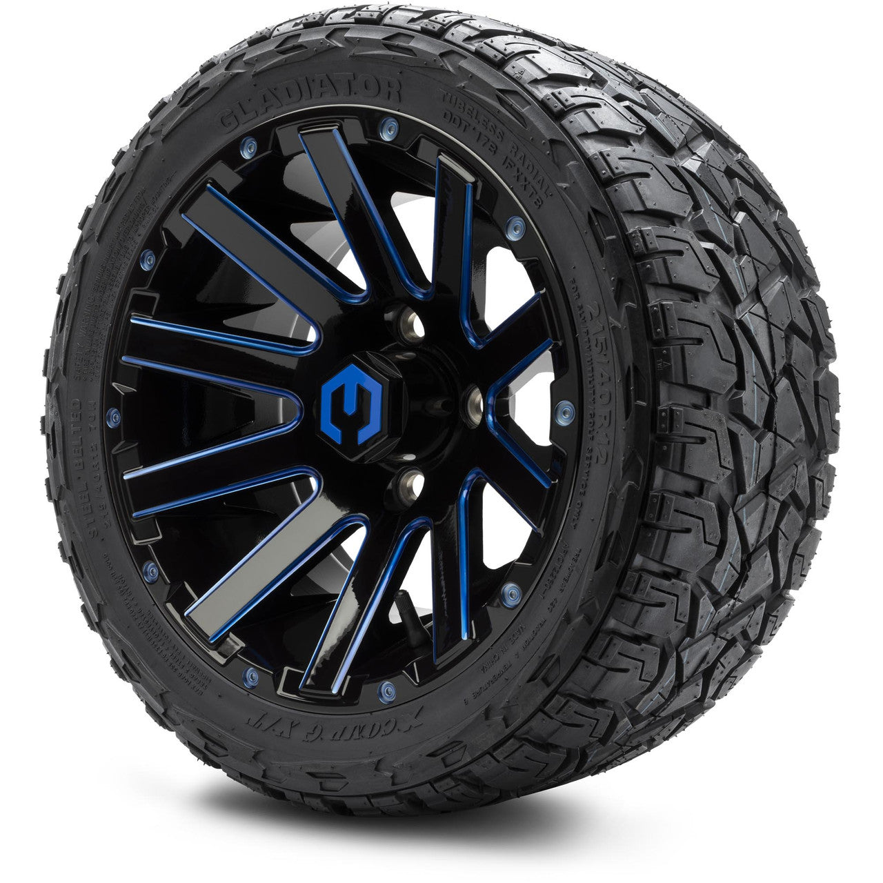 MODZ® 12" Mauler Blue and Black Ball Mill - LowPro Tires and Wheels Combo