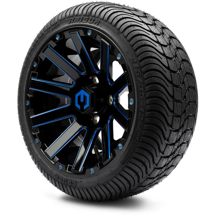 MODZ® 12" Mauler Blue and Black Ball Mill - LowPro Tires and Wheels Combo