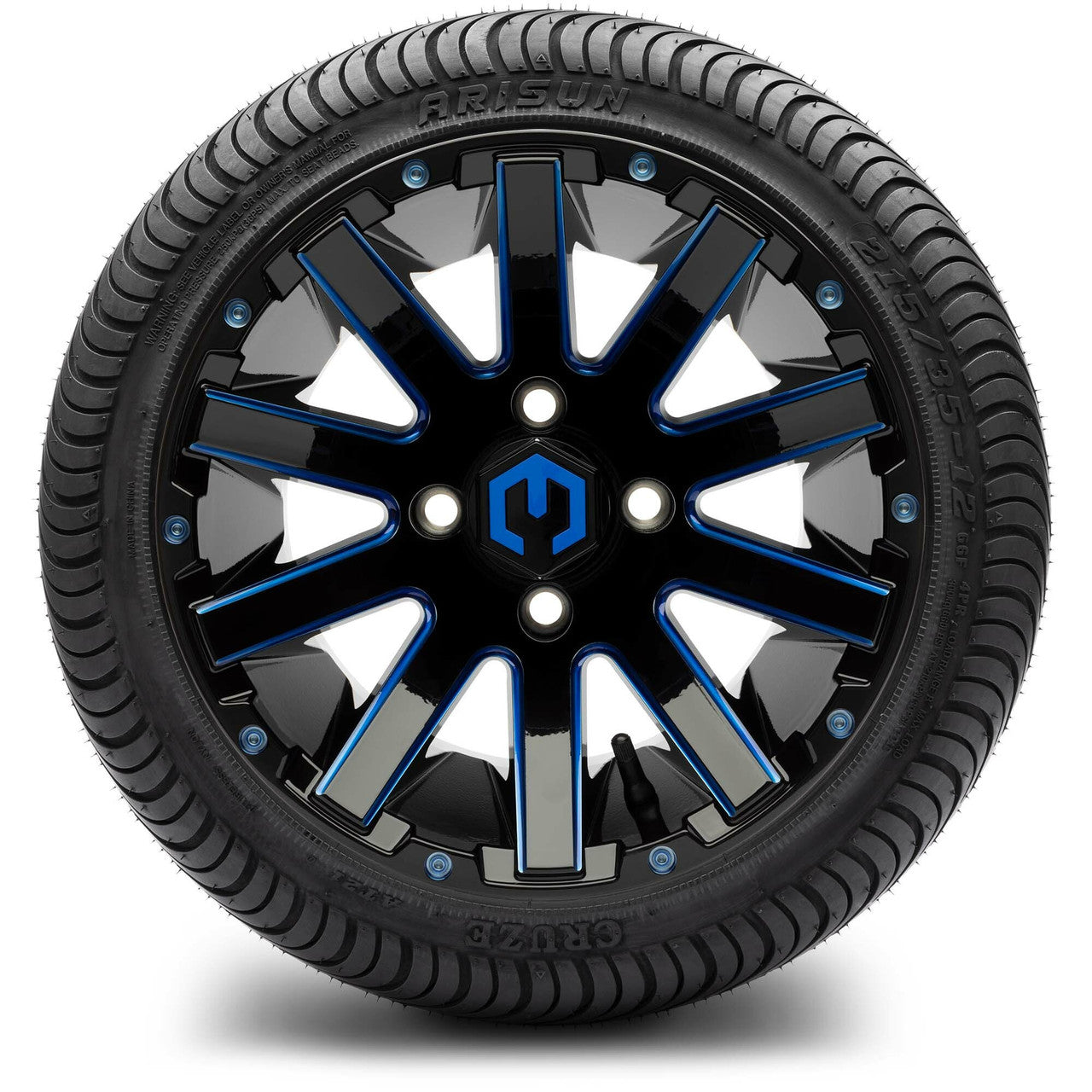 MODZ® 12" Mauler Blue and Black Ball Mill - LowPro Tires and Wheels Combo