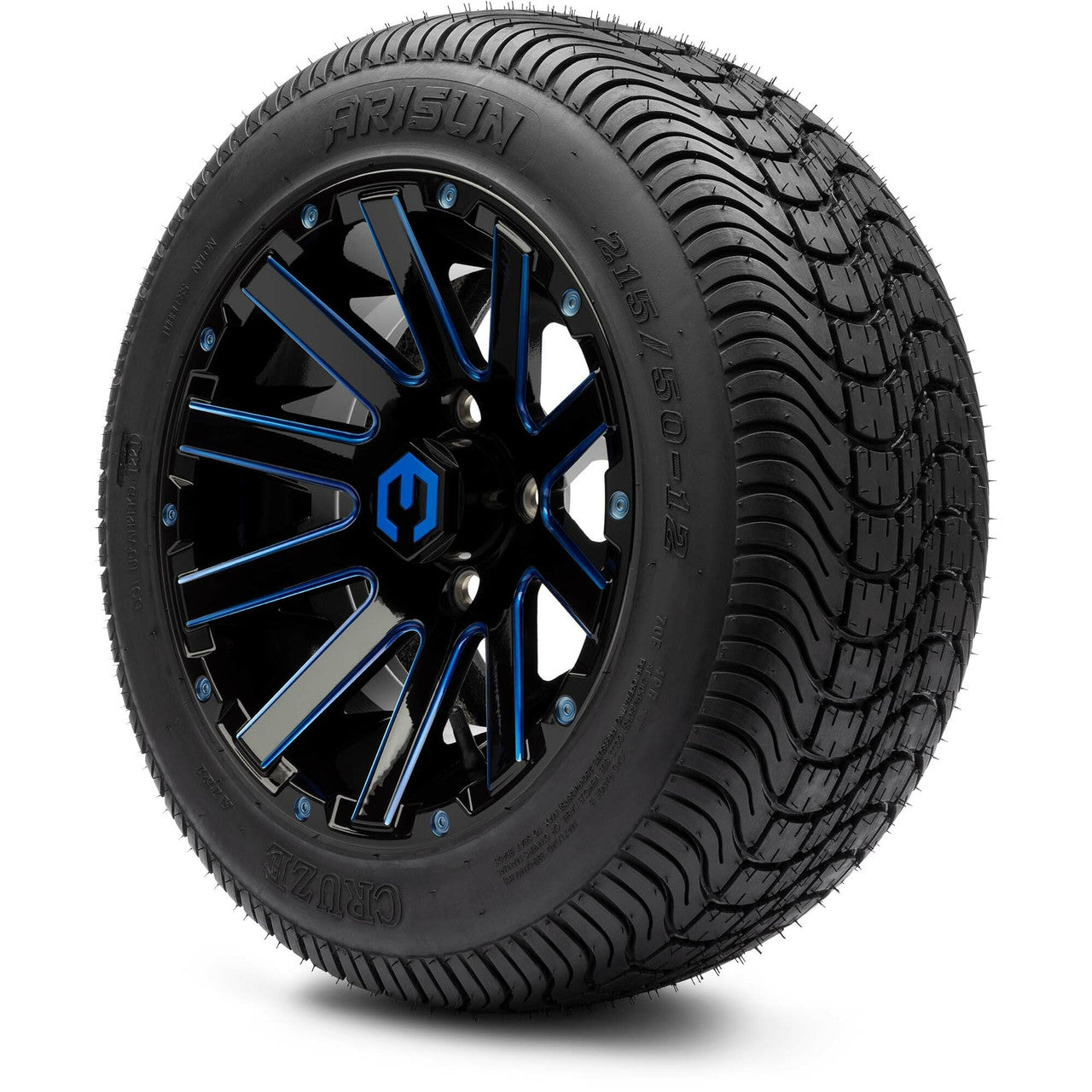MODZ® 12" Mauler Blue and Black Ball Mill - LowPro Tires and Wheels Combo