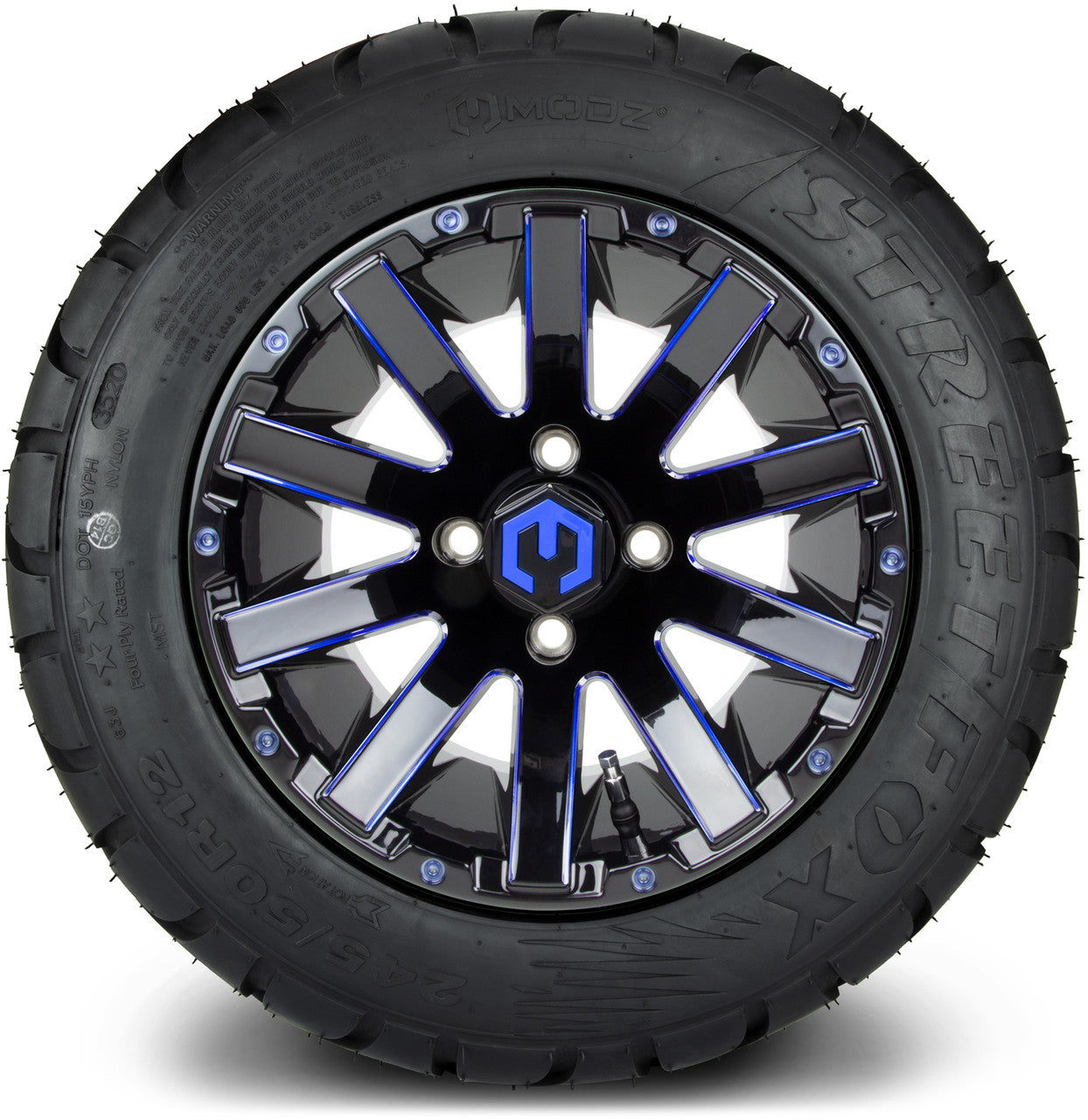 MODZ® 12" Mauler Blue and Black Ball Mill - LowPro Tires and Wheels Combo