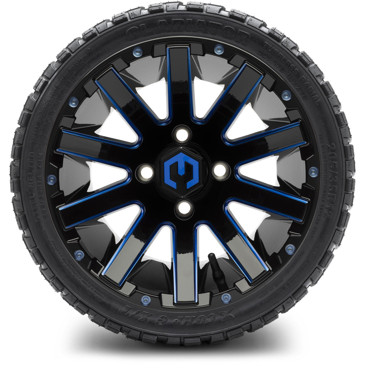 MODZ® 12" Mauler Blue and Black Ball Mill - LowPro Tires and Wheels Combo