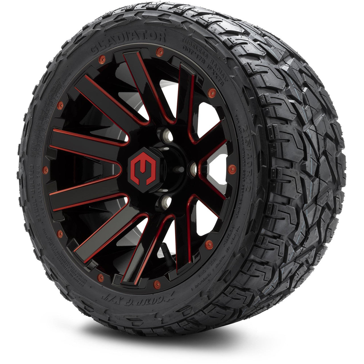 MODZ® 12" Mauler Red and Black Ball Mill - LowPro Tires and Wheels Combo