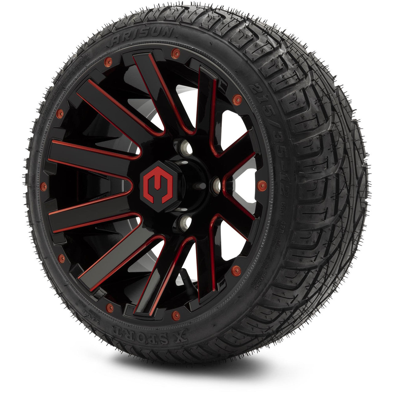 MODZ® 12" Mauler Red and Black Ball Mill - LowPro Tires and Wheels Combo