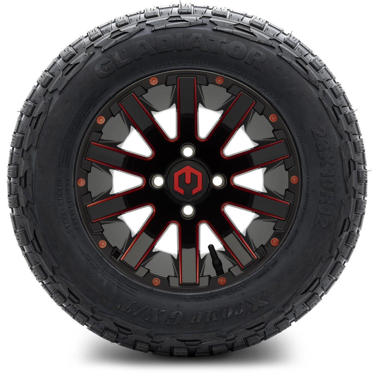 MODZ® 12" Mauler Red and Black Ball Mill - Lifted Tires and Wheels Combo