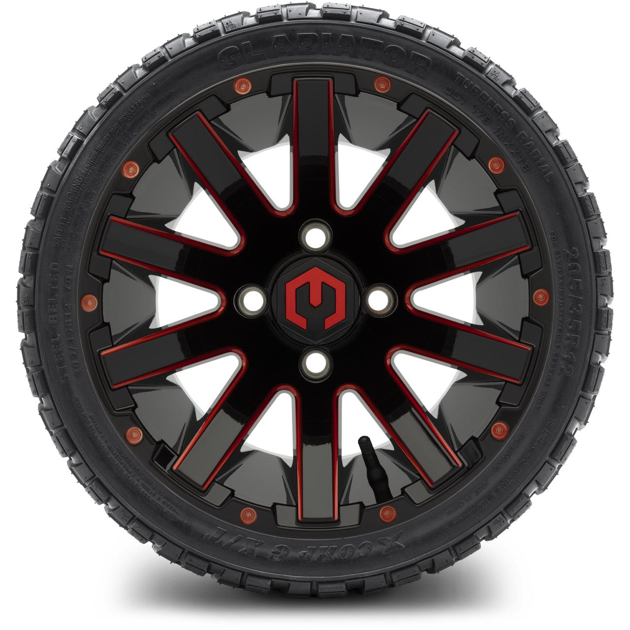 MODZ® 12" Mauler Red and Black Ball Mill - LowPro Tires and Wheels Combo