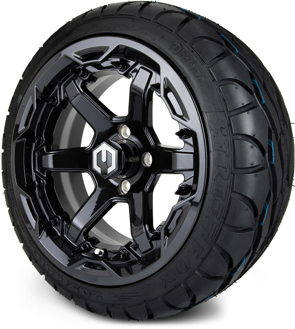 MODZ® 14" Gladiator Glossy Black w/Spike Options - LowPro Street Tire and Wheels Combo