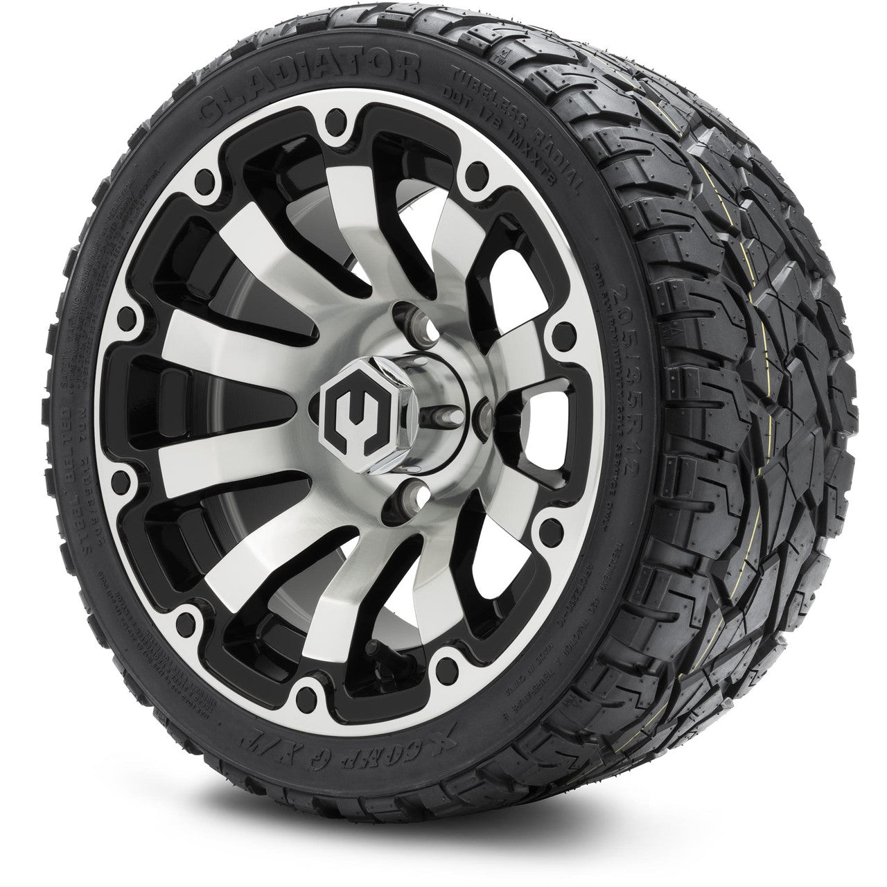 MODZ® 12" Bomber Machined Black - LowPro Tires and Wheels Combo