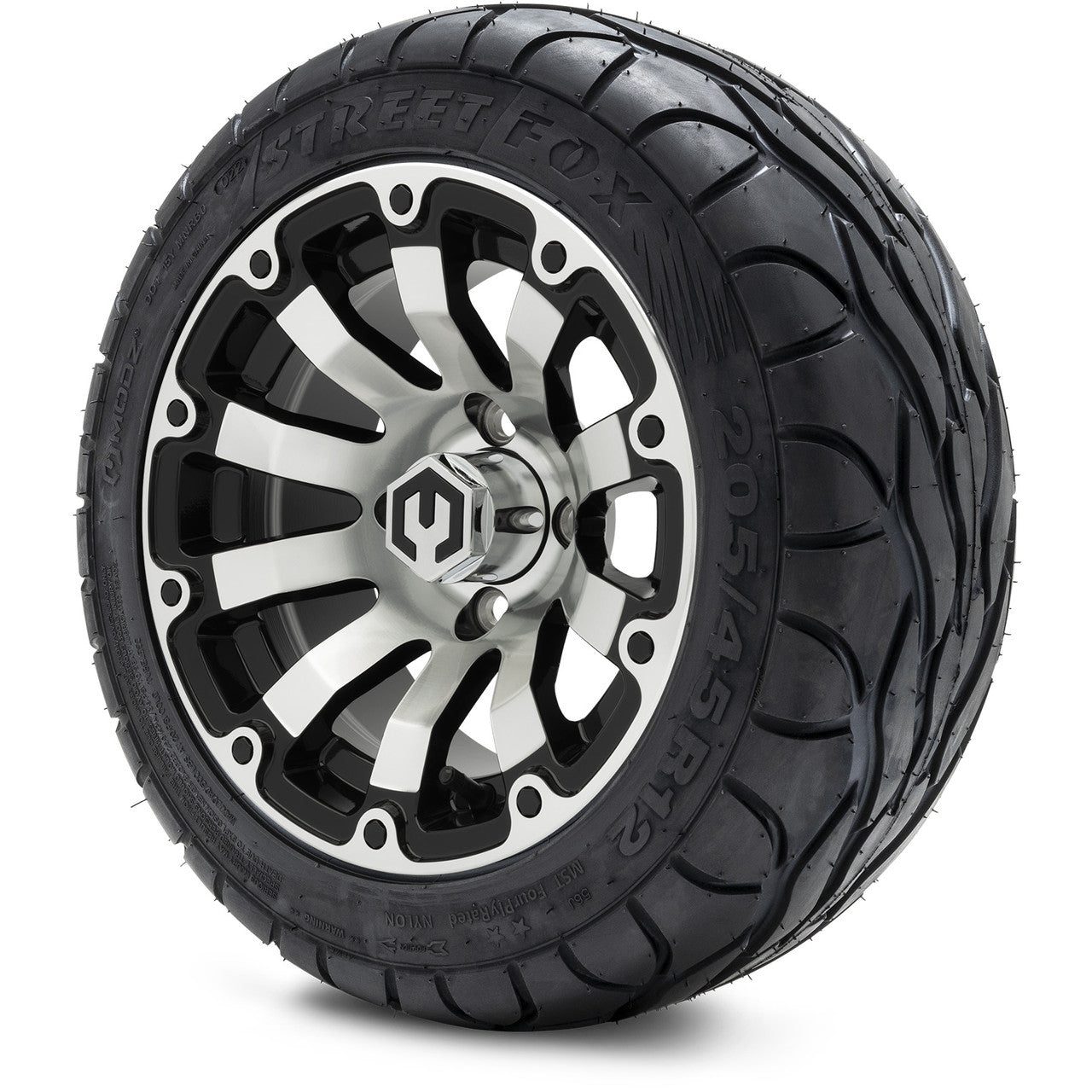 MODZ® 12" Bomber Machined Black - LowPro Tires and Wheels Combo