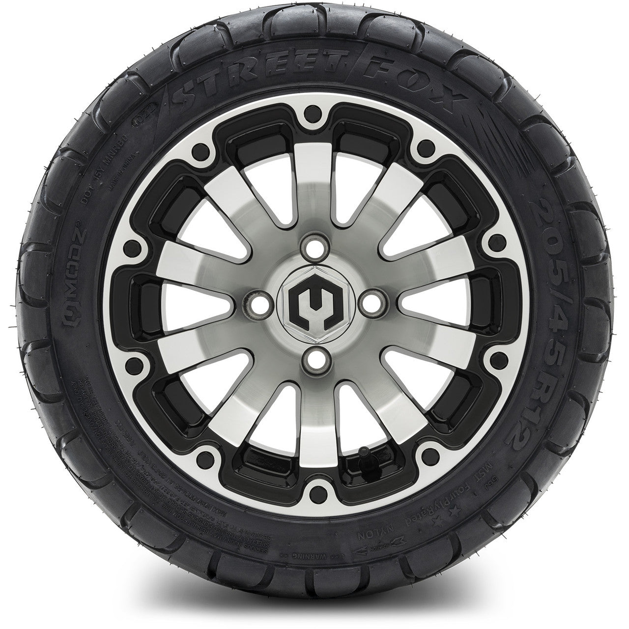 MODZ® 12" Bomber Machined Black - LowPro Tires and Wheels Combo