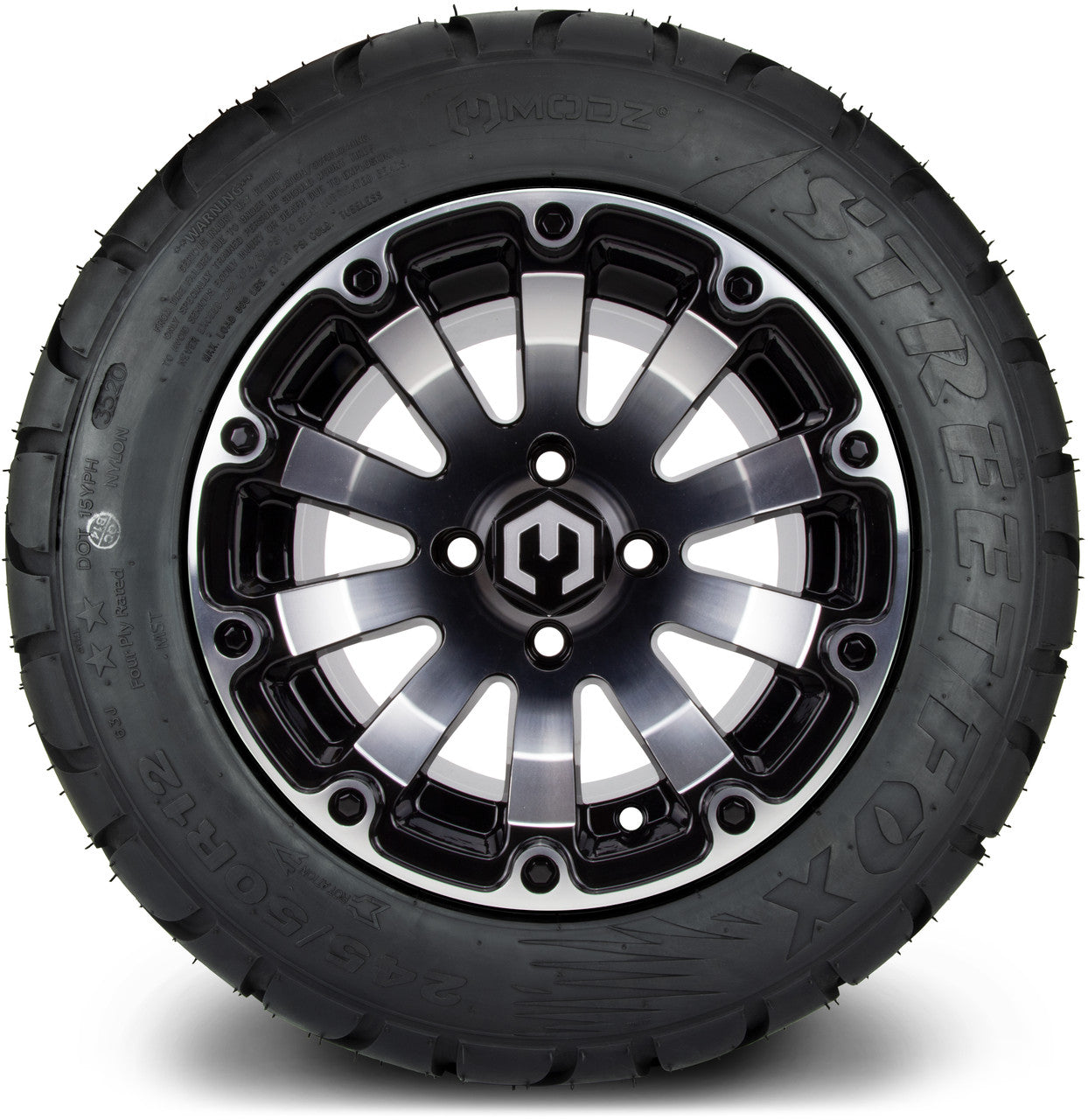 MODZ® 12" Bomber Machined Black - LowPro Tires and Wheels Combo