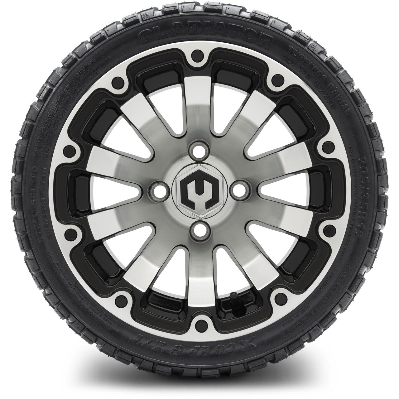 MODZ® 12" Bomber Machined Black - LowPro Tires and Wheels Combo