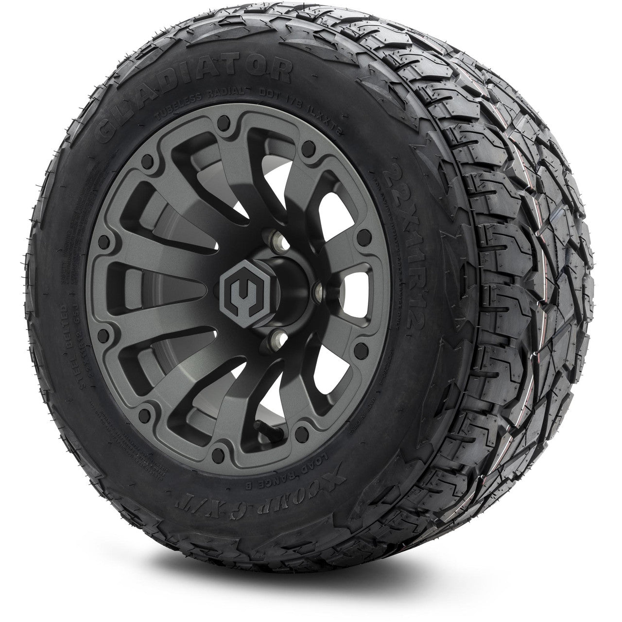 MODZ® 12" Bomber Matte Gunmetal - Lifted Tires and Wheels Combo