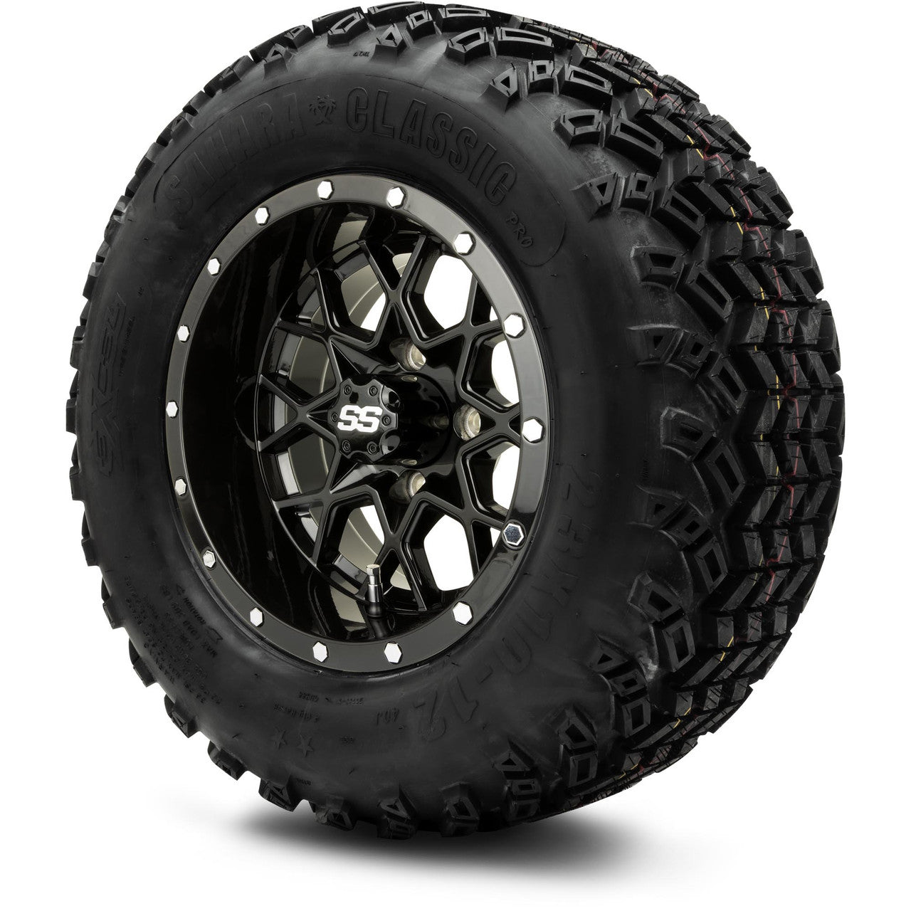 MODZ® 12" Vortex Glossy Black - Lifted Tires and Wheels Combo