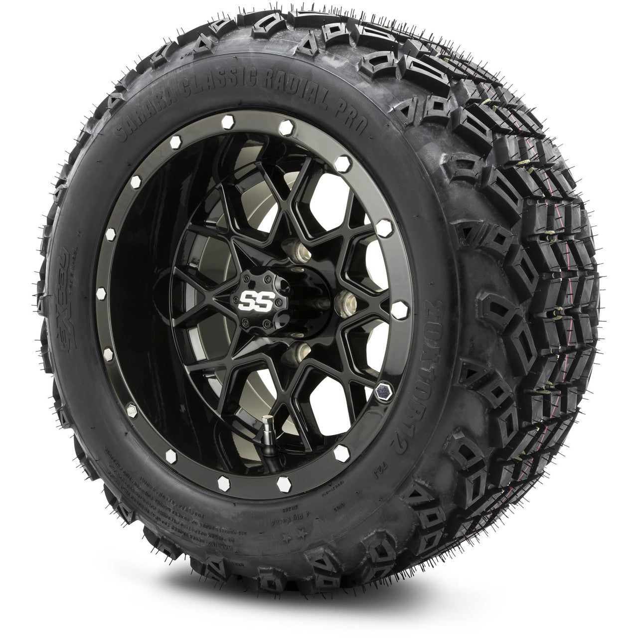 MODZ® 12" Vortex Glossy Black - Lifted Tires and Wheels Combo