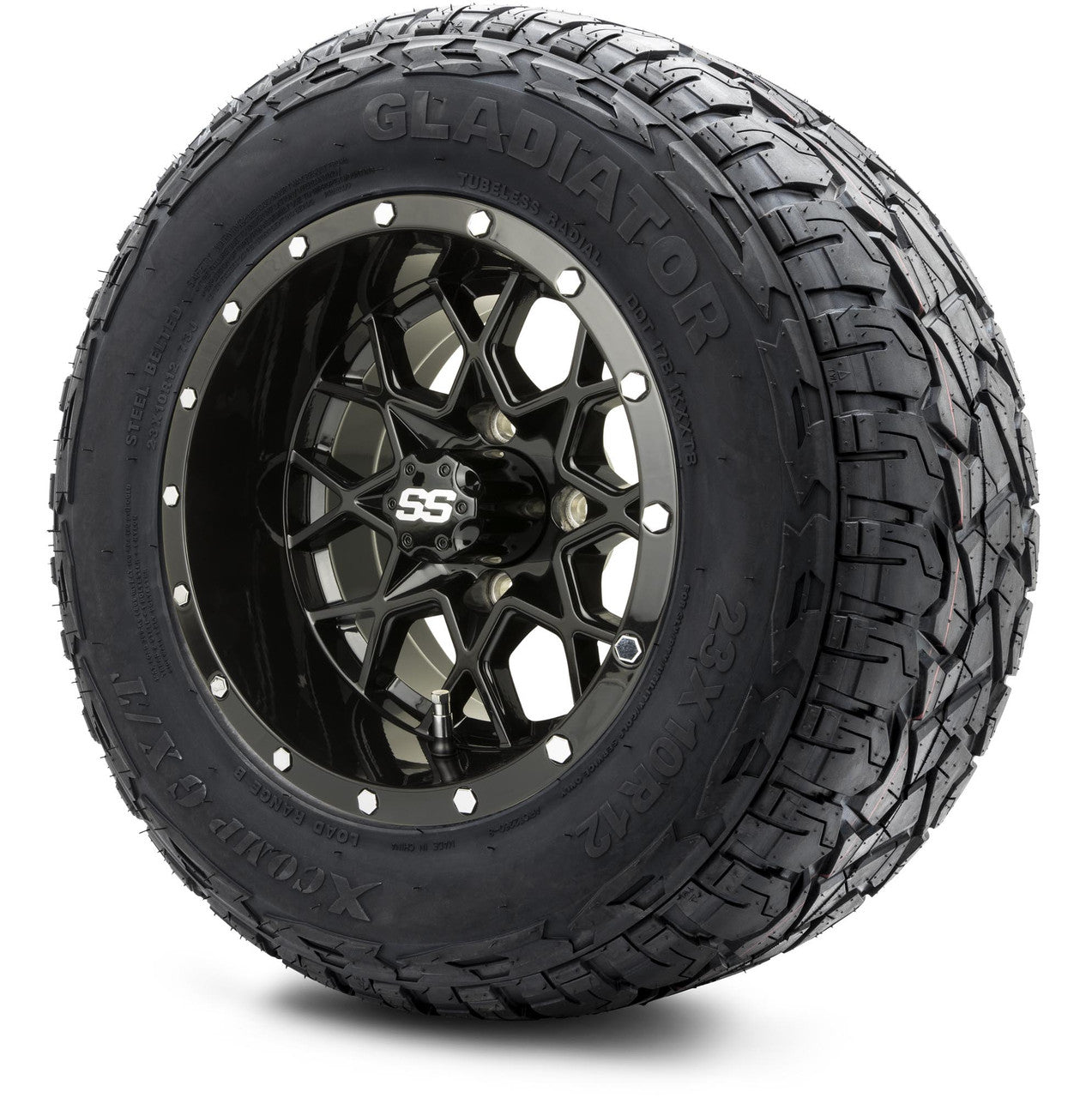 MODZ® 12" Vortex Glossy Black - Lifted Tires and Wheels Combo