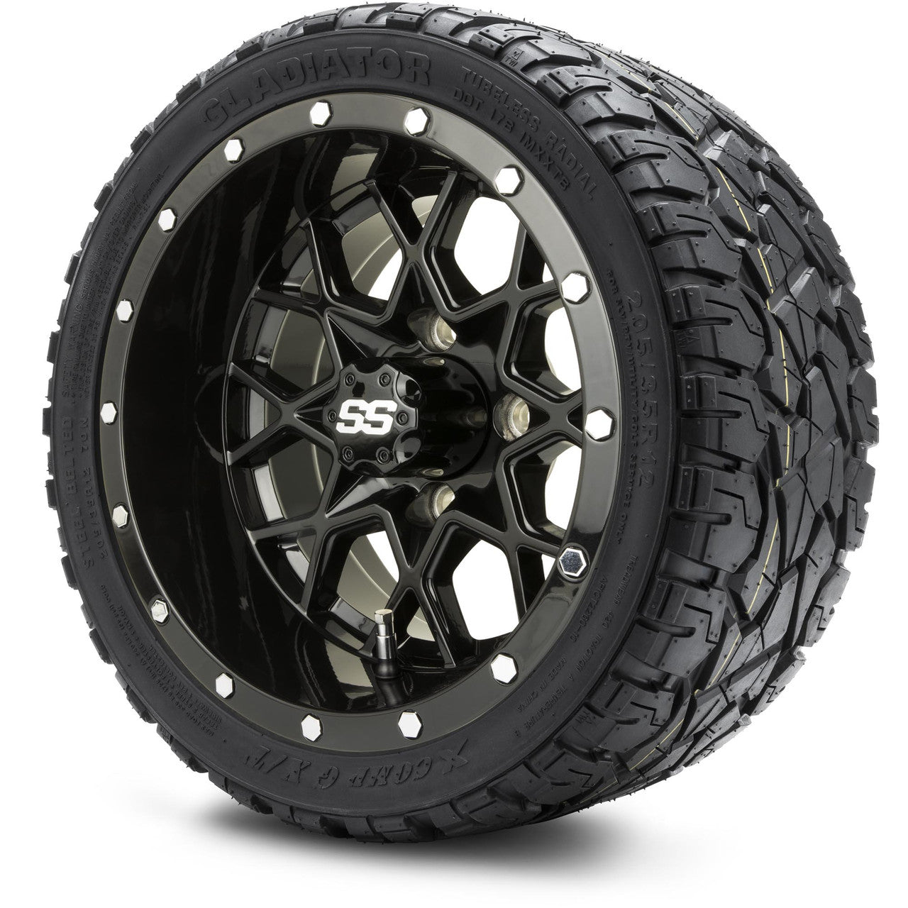 MODZ® 12" Vortex Glossy Black - LowPro Tires and Wheels Combo