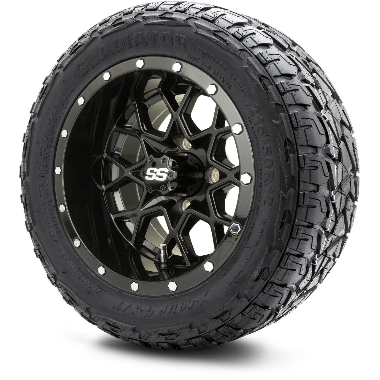 MODZ® 12" Vortex Glossy Black - Lifted Tires and Wheels Combo