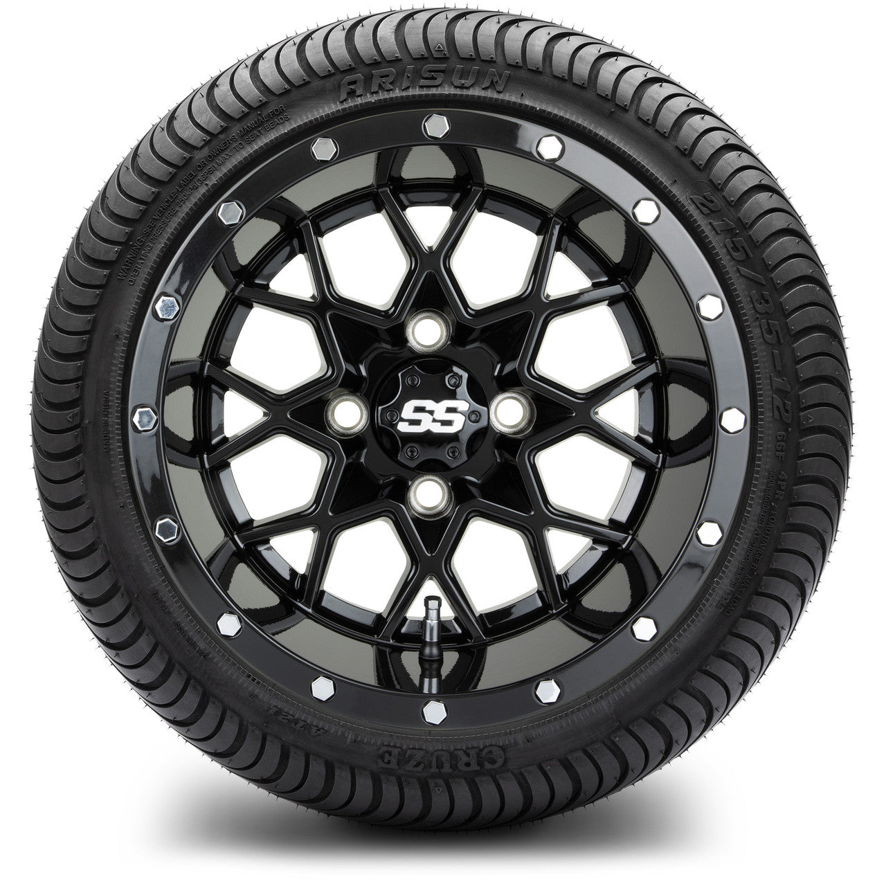 MODZ® 12" Vortex Glossy Black - LowPro Tires and Wheels Combo