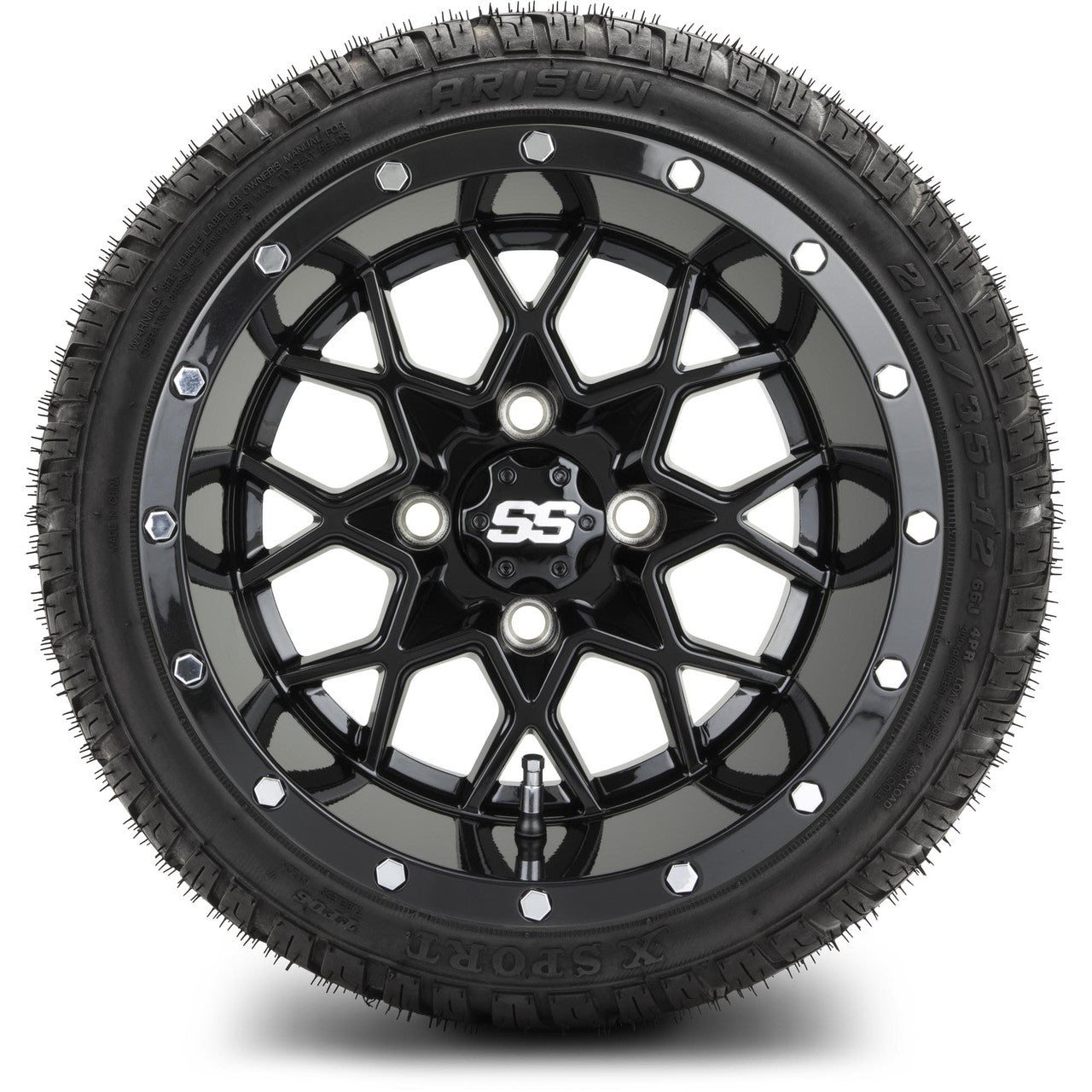 MODZ® 12" Vortex Glossy Black - LowPro Tires and Wheels Combo