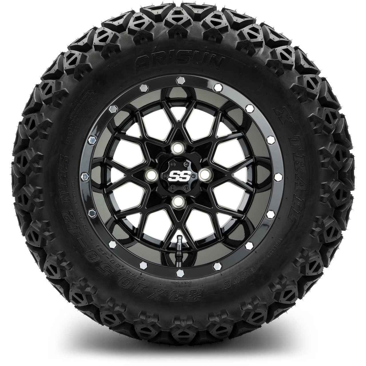 MODZ® 12" Vortex Glossy Black - Lifted Tires and Wheels Combo