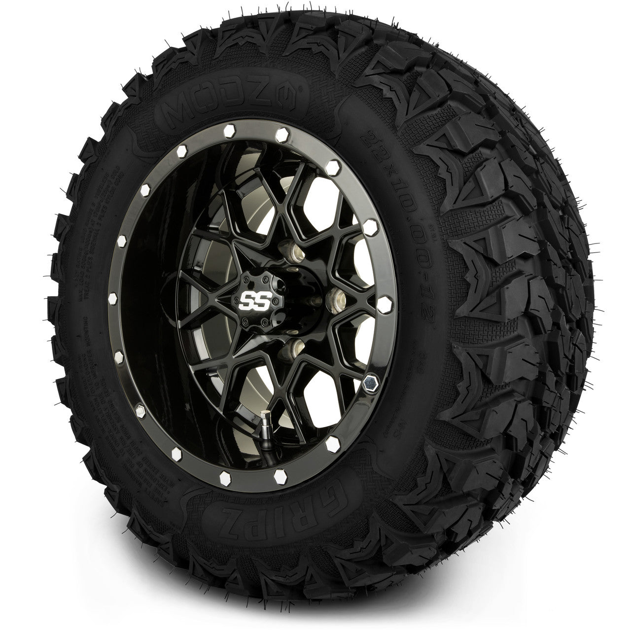 MODZ® 12" Vortex Glossy Black - Lifted Tires and Wheels Combo