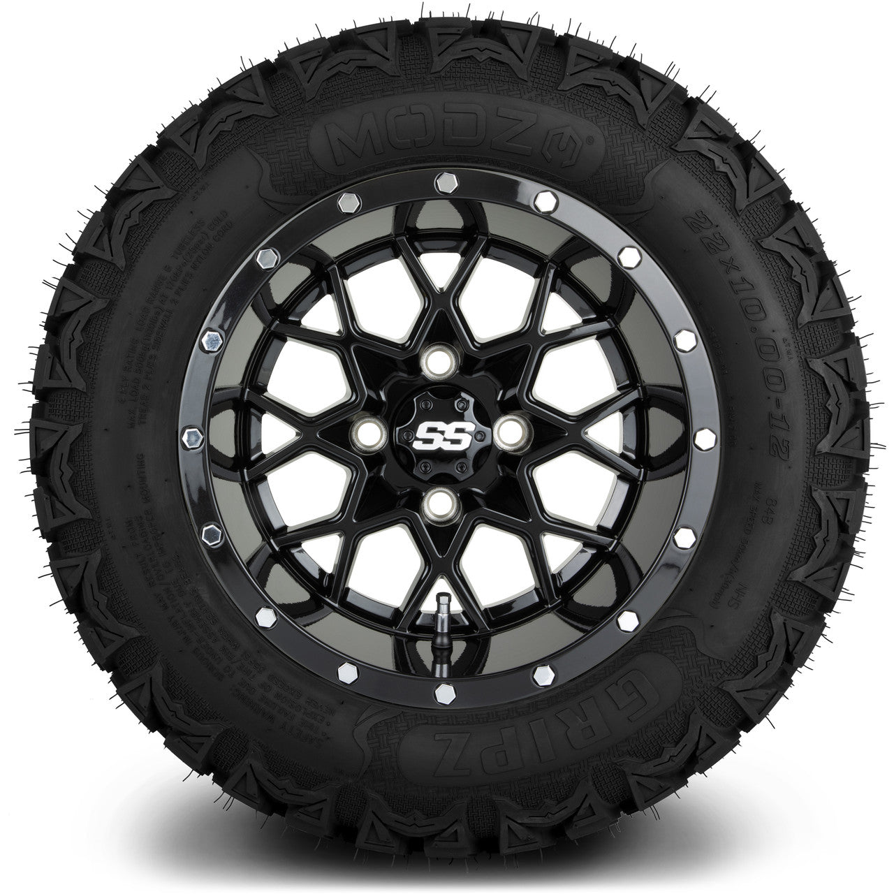 MODZ® 12" Vortex Glossy Black - Lifted Tires and Wheels Combo