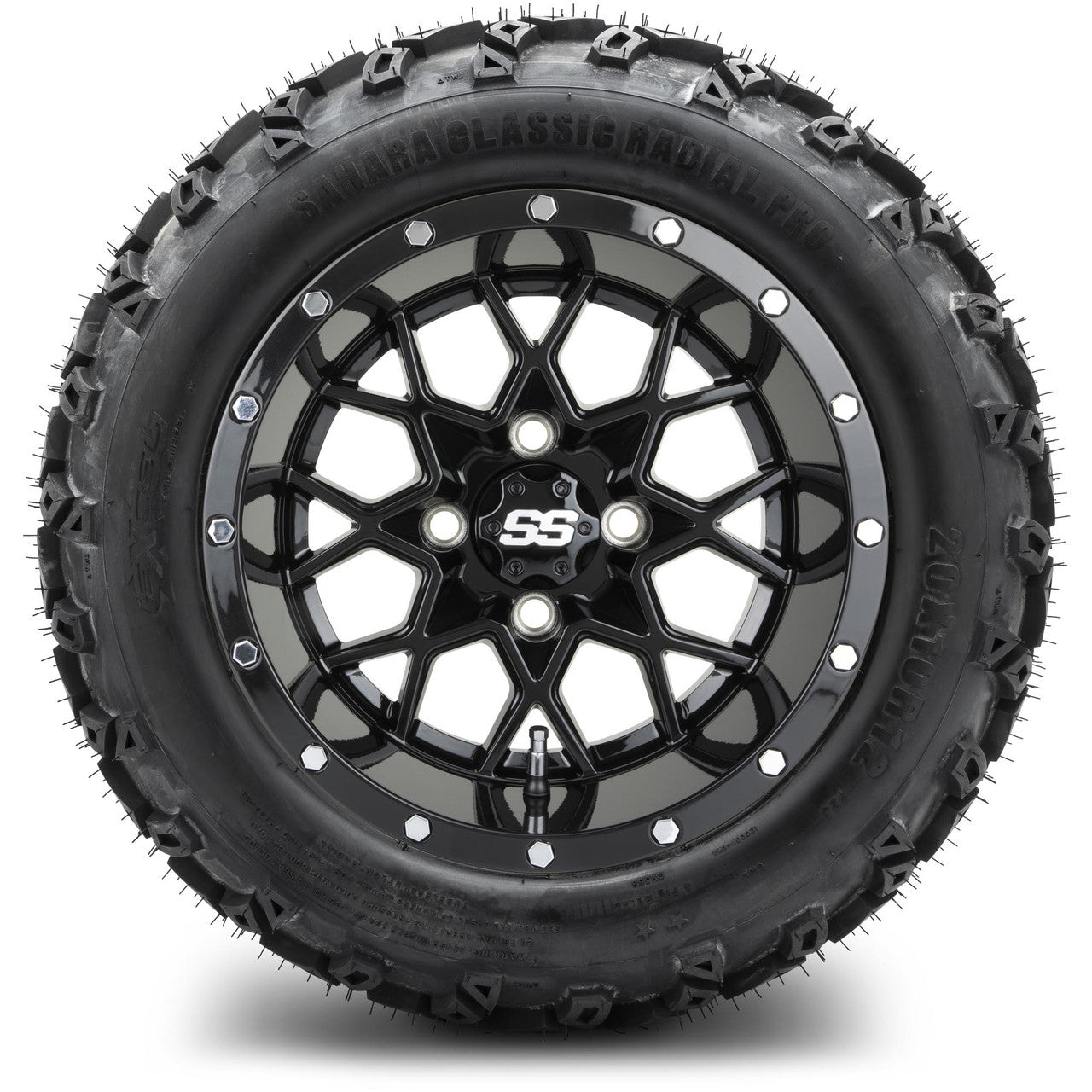 MODZ® 12" Vortex Glossy Black - Lifted Tires and Wheels Combo