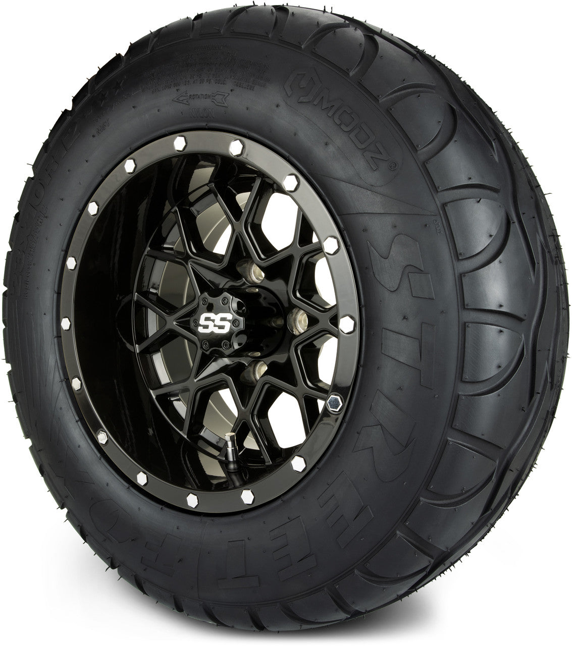 MODZ® 12" Vortex Glossy Black - Lifted Tires and Wheels Combo