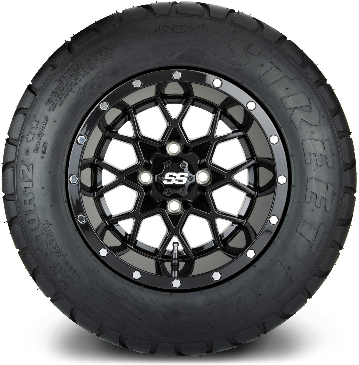 MODZ® 12" Vortex Glossy Black - Lifted Tires and Wheels Combo